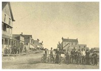 Old Photo of Men on Horse Drawn Carriages 